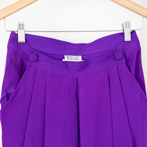 Vintage Shelley Walsh/ Holt Renfrew Purple 100% silk Skirt Size XS - Picture 2 of 5